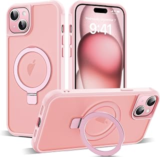 SKYLMW Compatible with iPhone 15 Case with Stand,Pink