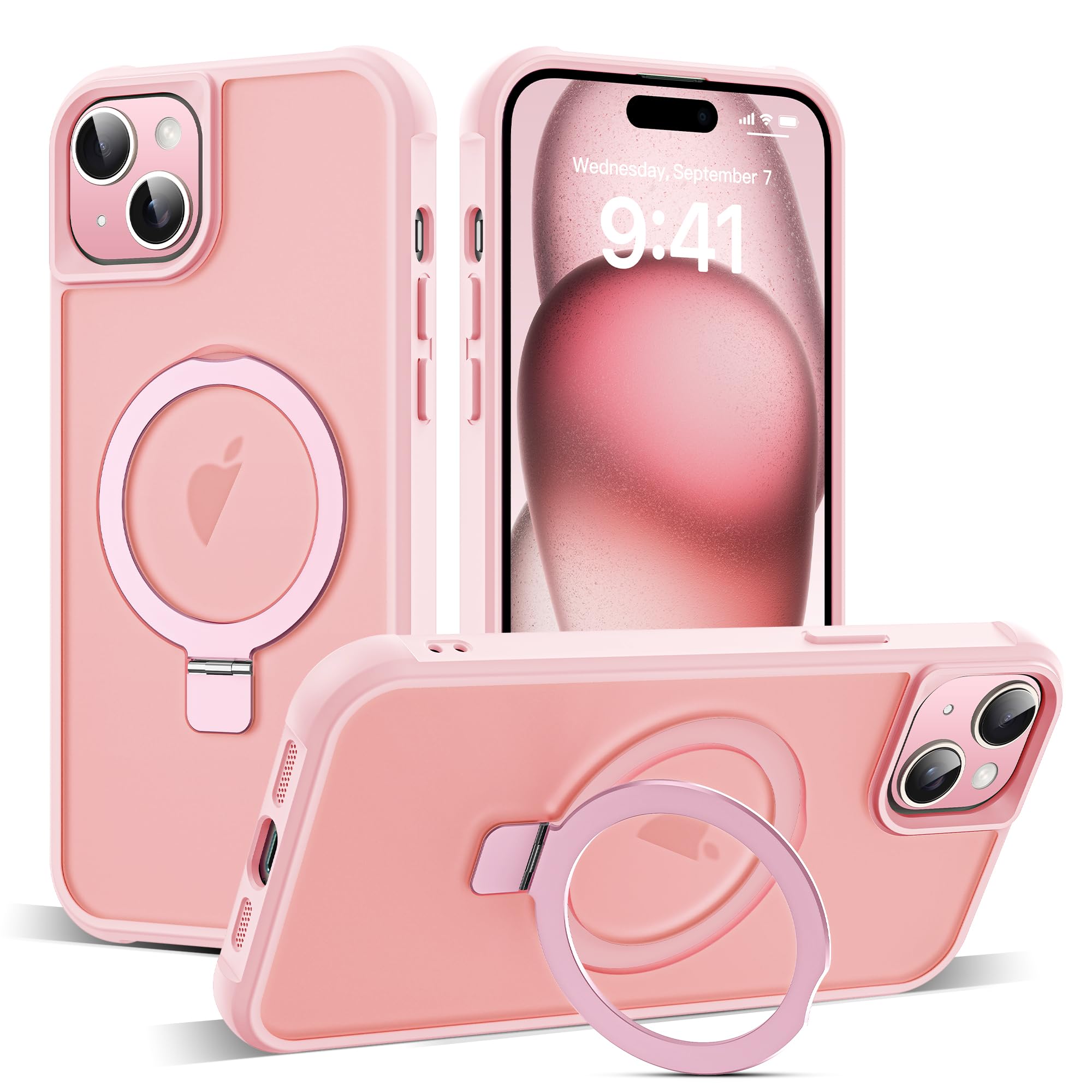 SKYLMW Compatible with iPhone 15 Case with Stand,Pink