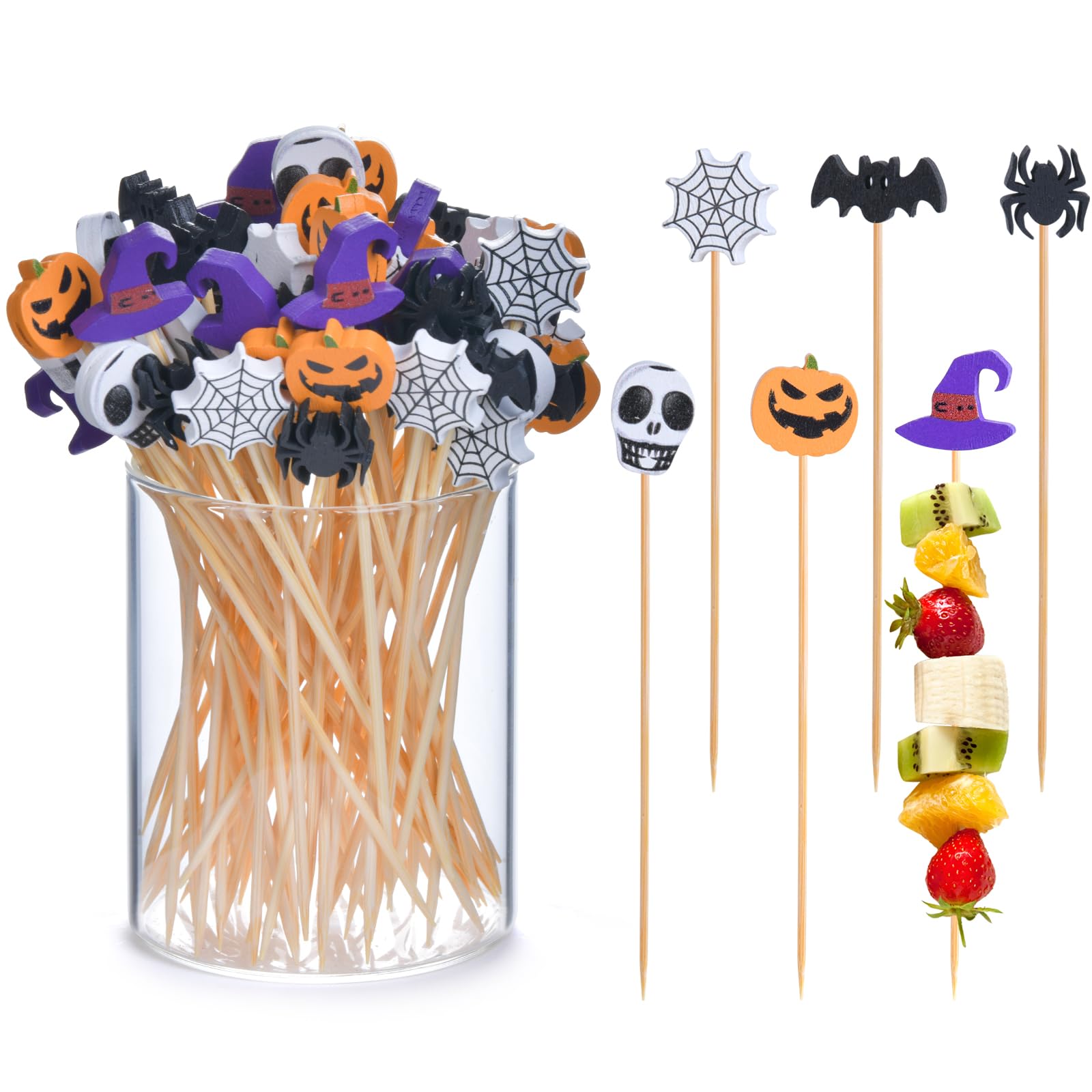 JtmyAota 100 Pack Halloween Cocktail Picks, Halloween Party Supplies | 4.7 Inch 