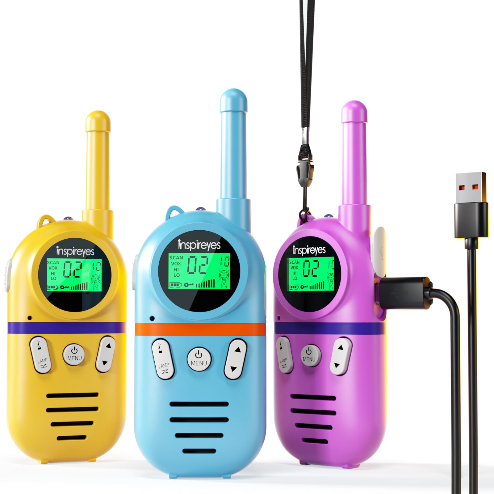 Inspireyes Kids Walkie Talkies, Rechargeable 3 Pack Long Range 2-Way Radios | To