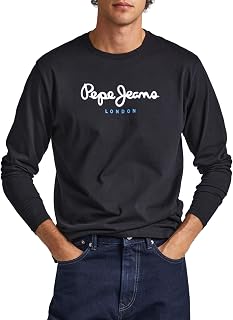Pepe Jeans Men's Eggo T-Shirt Slim Fit Long Sleeve Blue