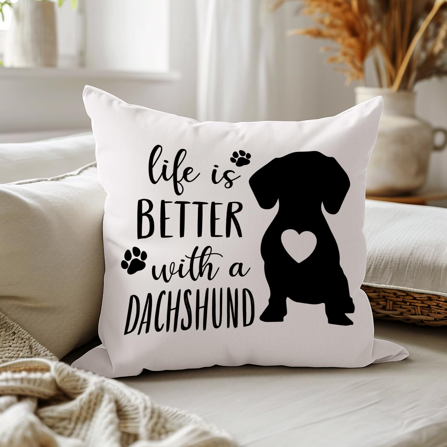 Dachshund Cushion Cover 18x18, Gift for Dachshund Lover, Winner Dog Gifts for Wo