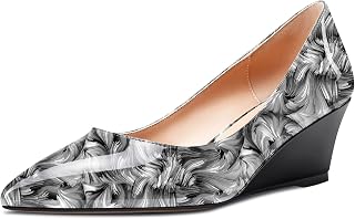 Aachcol Women's Wedge Mid Heel Pointed Heel Toe Pumps Slip-on Shoes Wedding Party 5CM