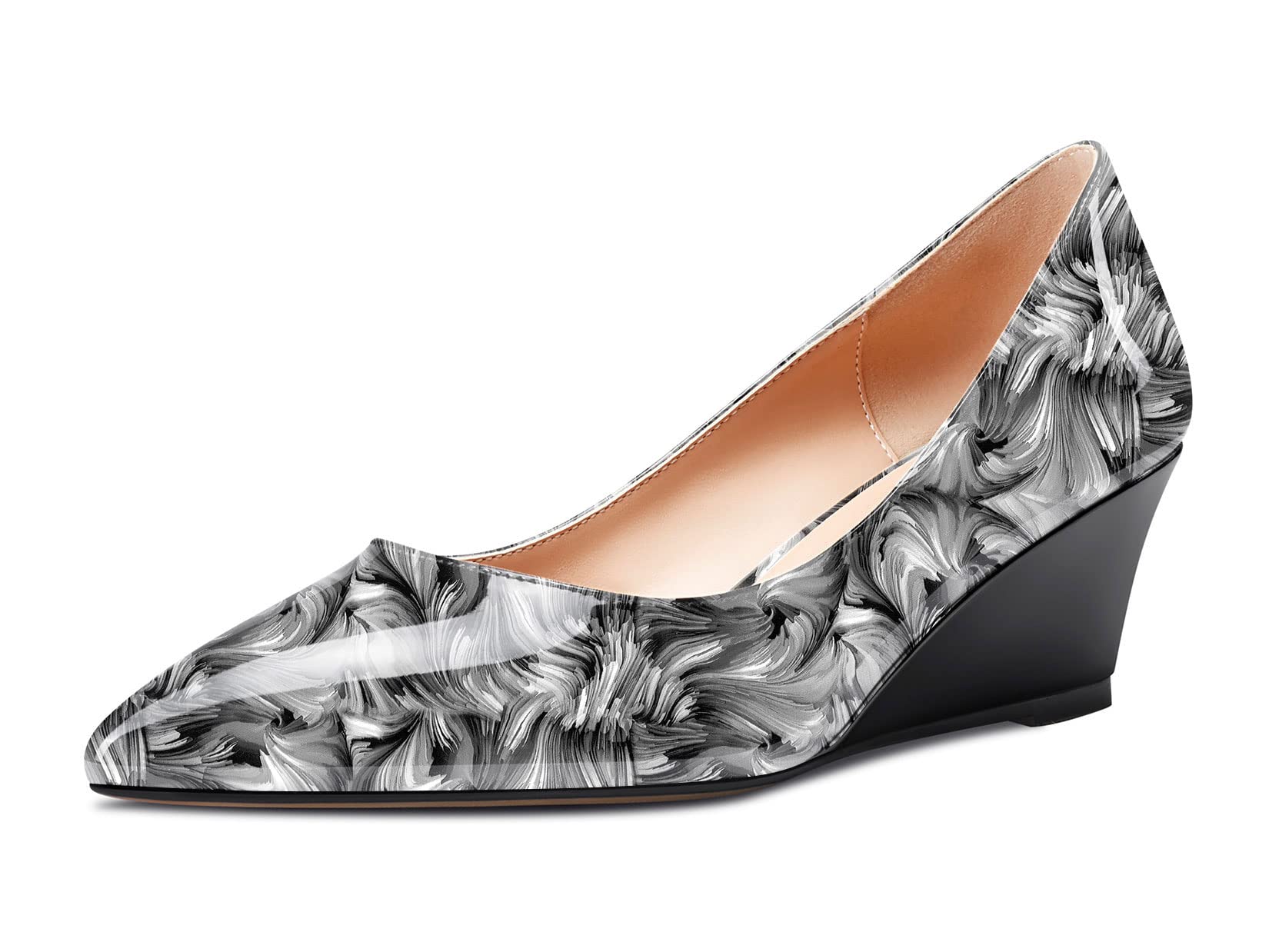 Aachcol Women's Wedge Mid Heel Pointed Heel Toe Pumps Slip-on Shoes Wedding Part