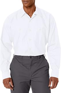 Red Kap Men's Long Sleeve Industrial Work Shirt | Moisture Wicking Button Up, Wrinkle Resistance Fights Fading & Stains