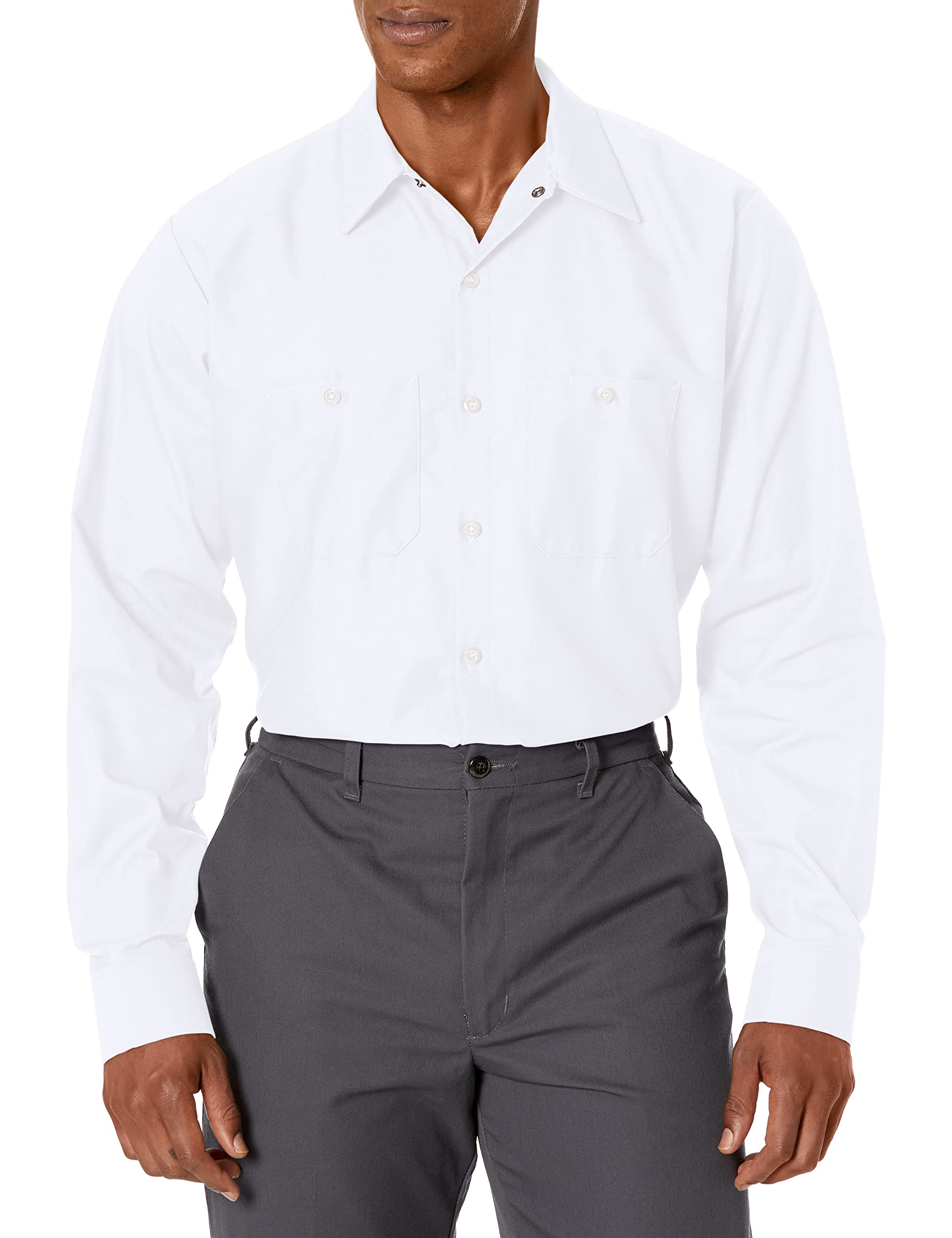 Red Kap Men's Long Sleeve Industrial Work Shirt | Moisture Wicking Button Up, Wr