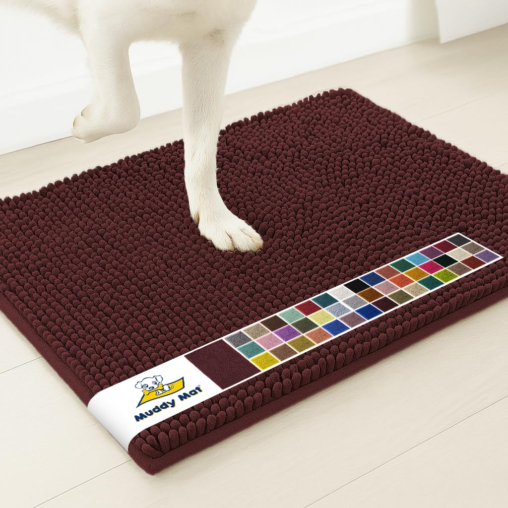 Muddy Mat® | 超吸水性ドアマット インドア, マイクロファイバー 速乾 シェニール織 玄関ラグ, 滑り止めフロントドアマット, 玄関用インドアマット