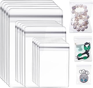 Clabby 120 Pieces Clear Plastic Jewelry Bags, 3 Sizes, Clear | Mini Waterproof Pouches for Rings Earrings, Zipper Design, Reusable, Ideal for Small Crafts Storage Organizer