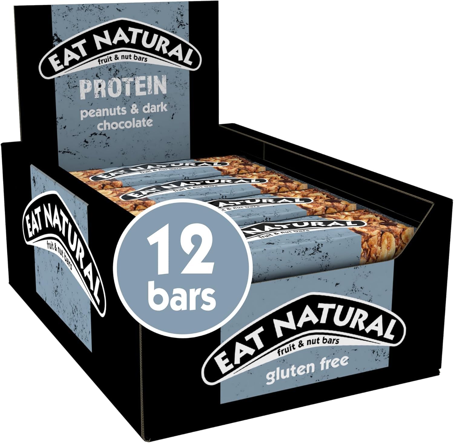 Eat Natural Fruit and Nut Bars, Protein Peanuts & Dark Chocolate, 12 x 40g | Hig