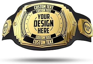 TrophySmack Custom 6lb Championship Belt, The Ultimate Trophy or Award | The Ultimate Trophy or Award. Wrestling Style Design, 52 x 10 in Title, 5 Solid Metal Plates. Built for Loud Celebrations