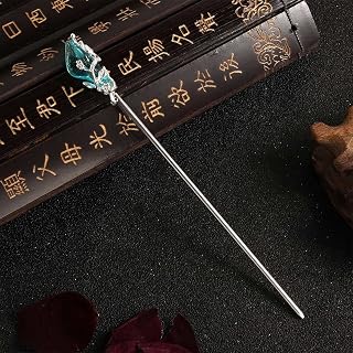 Metal Hairpin for Women Hair Accessories Hair Fork Vintage Women Classic Chinese Style (Silver & Blue)