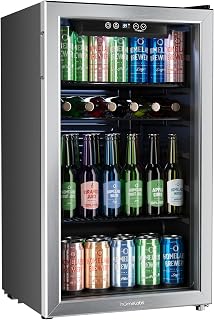 hOmeLabs Beverage Refrigerator and Cooler, 120 Cans Capacity, 3.2 Cu Ft | Portable Mini Fridge, Small Drink Dispenser Office or Home Bar Machine with Adjustable Removable Shelves and Glass Door