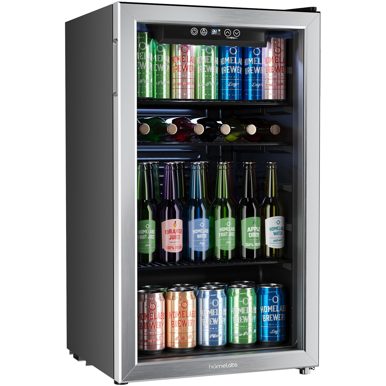 hOmeLabs Beverage Refrigerator and Cooler, 120 Cans Capacity, 3.2 Cu Ft | Portab