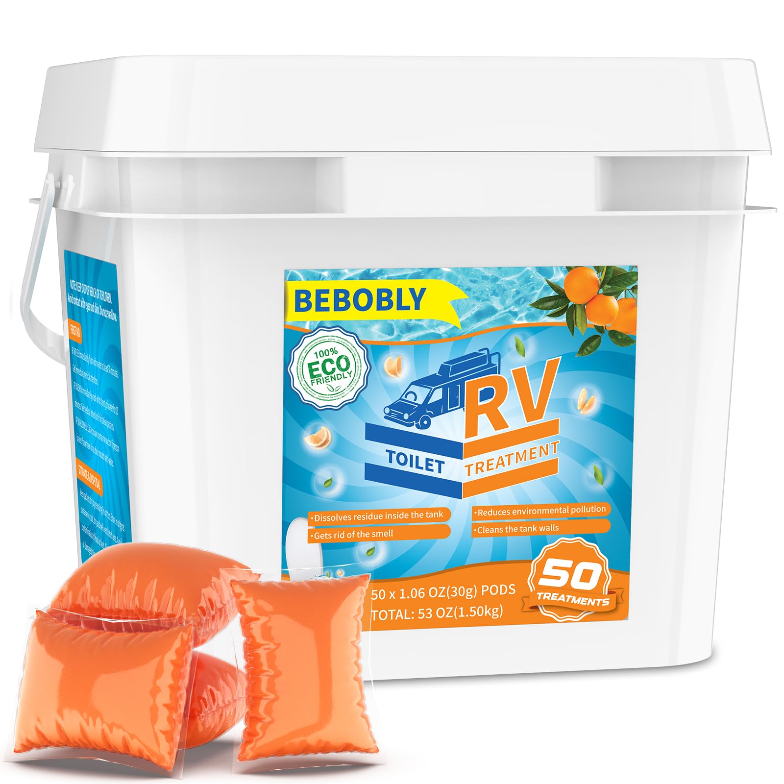 BEBOBLY RV Toilet Treatment Drop Ins, Extra Strength Septic Tank Treatment & Cle