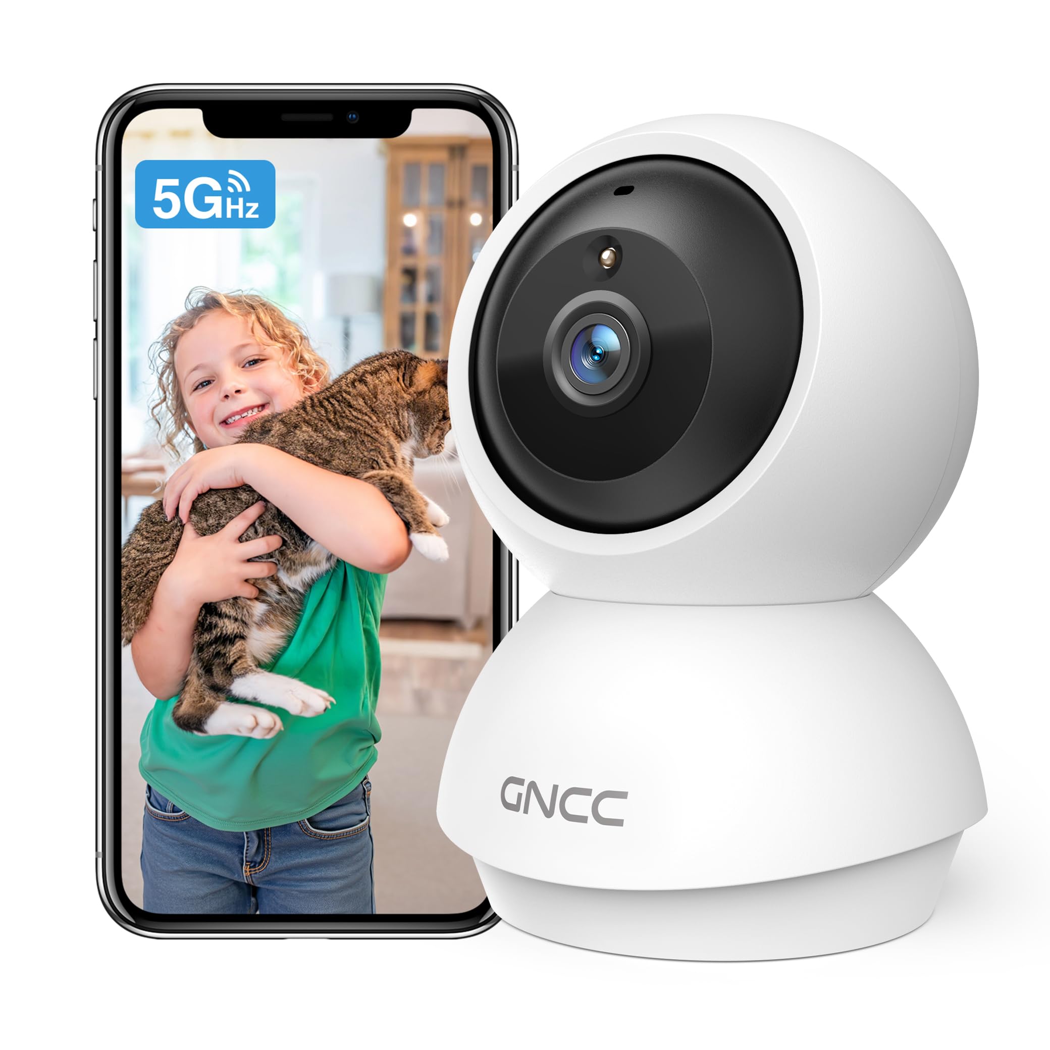 GNCC 2K Security Camera Indoor, 5G WiFi Cameras for Home Security,Phone App | AI