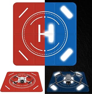 FPVtosky Nighttime Reflective Drone Landing Pad, Fast-fold Double Sided Waterproof Landig Pad Weighted for DJI Lito X1/Mini 5 Pro/ 4/3 Pro/Mini 4k / Mavic 4 / Air 3s/ Avata 2/ Neo/Flip