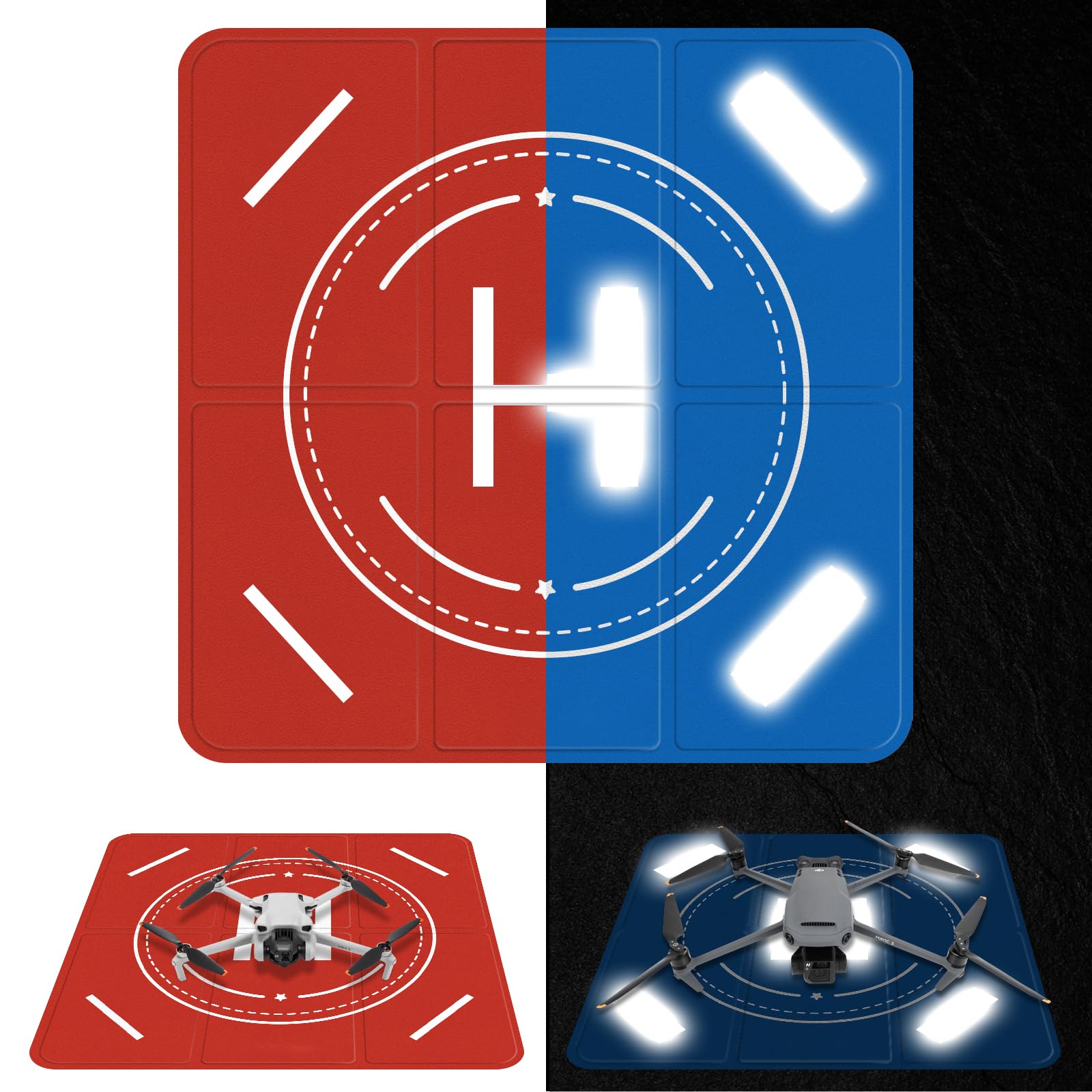 FPVtosky Nighttime Reflective Drone Landing Pad, Fast-fold Double Sided Waterpro
