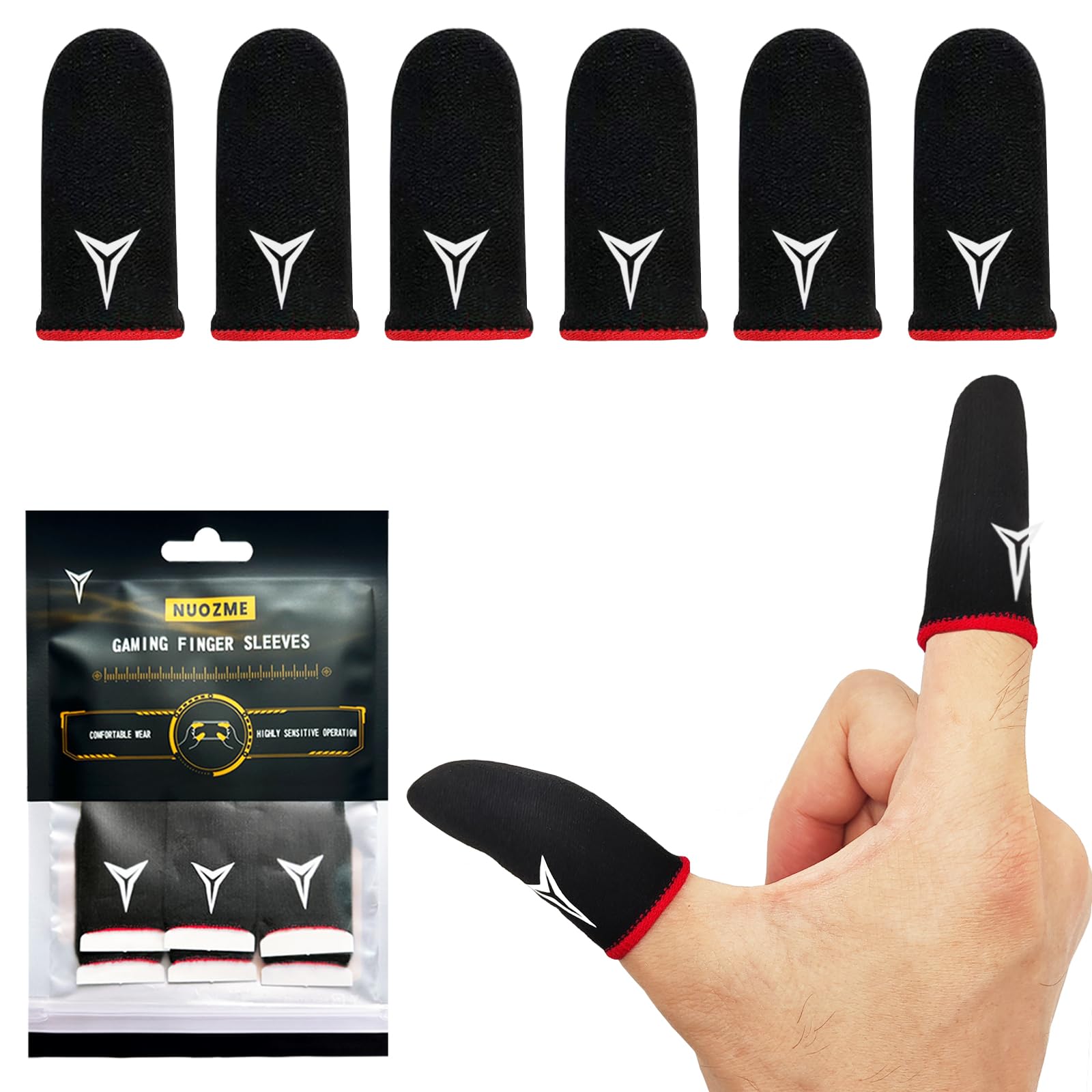 6 PCS Red Edge Mobile Phone Gaming Finger Sleeves Gloves | Compatible with All T