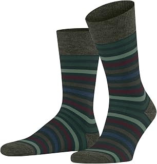 FALKE Men's Tinted Stripe Socks Breathable Climate-Regulating Odour-Neutralising Wool Cotton Patterned All-Rounder Warm For Dress Casual Business Looks 1 Pair