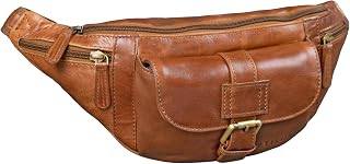 STILORD "Sam" Vintage Leather Bumbag Unisex Waist Bag Belt Bag for Women Men Travel Festival Smartphone Pouch Bag in Genuine Buffalo Leather Colour:Shiny Cognac Brown
