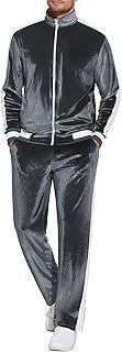 COOFANDY メンズ トラックスーツ 2点セット ベロア スウェットスーツ ジョギングスーツ フルジップ ジャケット パンツ アウトフィット