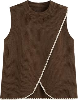CIDER Maglione Gilet Donna Avvolgere Maglioni Ritagliati Blocchi di Colore Maglia Canotte