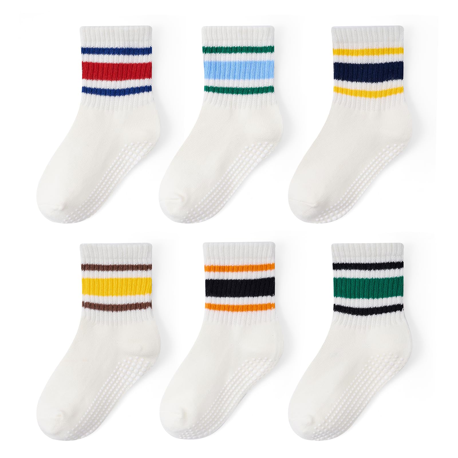 Bearbay Non-slip Toddler Cotton Crew Ankle Grip Socks for Baby Walking | 0 Month