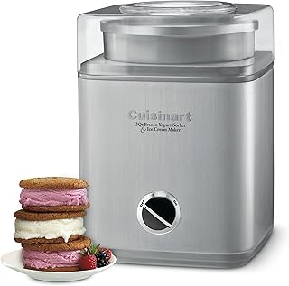 Cuisinart Ice Cream Maker Machine, Fully Automatic, 2 qt, ICE-30BCP1ES | Stainless steel ice cream machine & frozen yogurt machine with mix-in spout, 2x insulated bowl, recipe book for custom treats