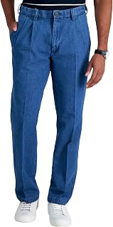 Haggar Men's Big & Tall No Iron Denim Plain Front Pant