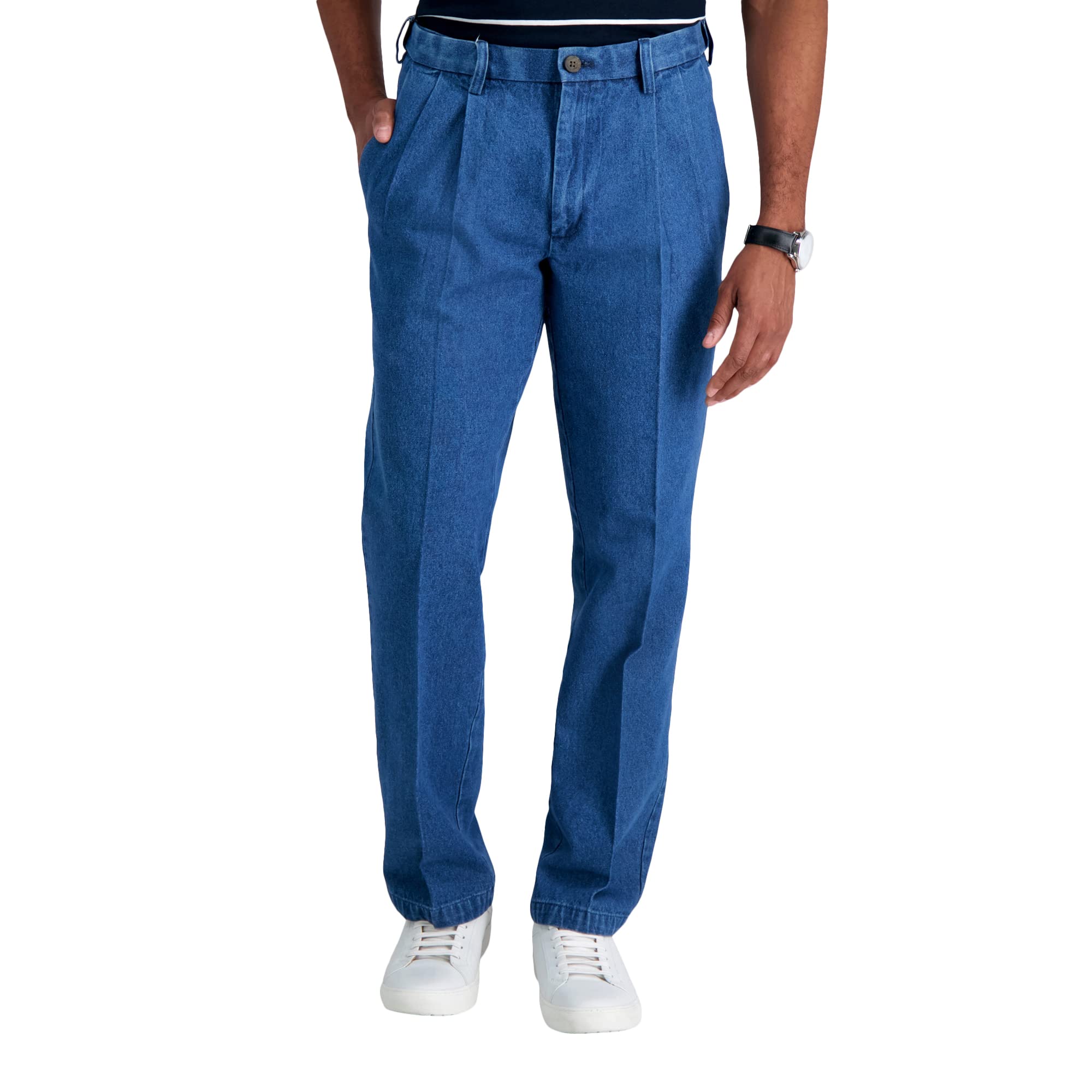 Haggar Men's Big & Tall No Iron Denim Plain Front Pant