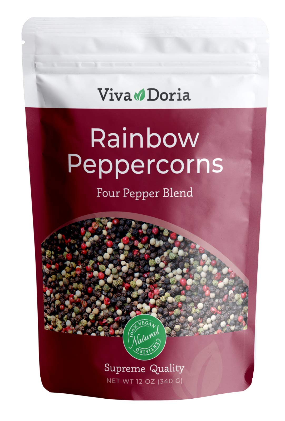 Viva Doria Rainbow Blend Peppercorn - Whole Black, Green, Pink and White Pepper 