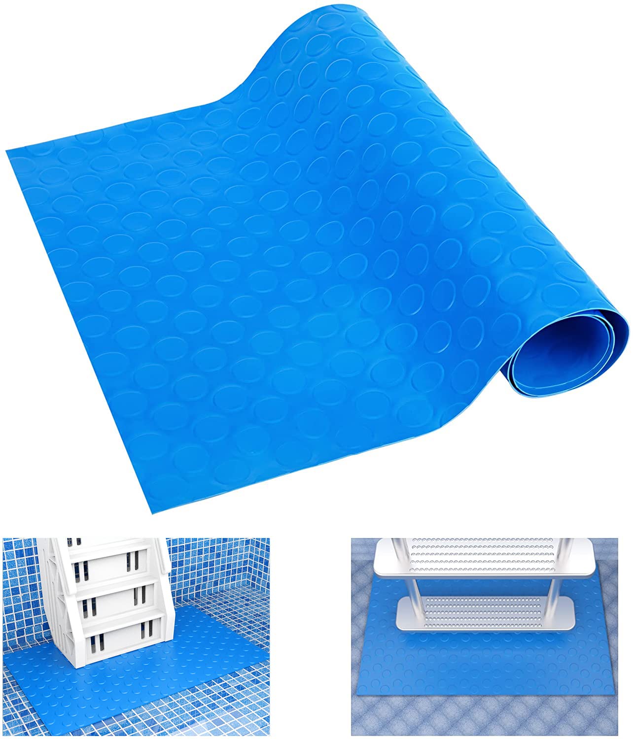DECOHS 16"x36" Pool Ladder Mat-Large Swimming Pool Step Mat with Non-Slip Textur