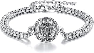 YFN Santa Muerte Bracelet Sterling Silver Religious Protector Bracelet Santa Muerte Jewellery Gifts for Women Men