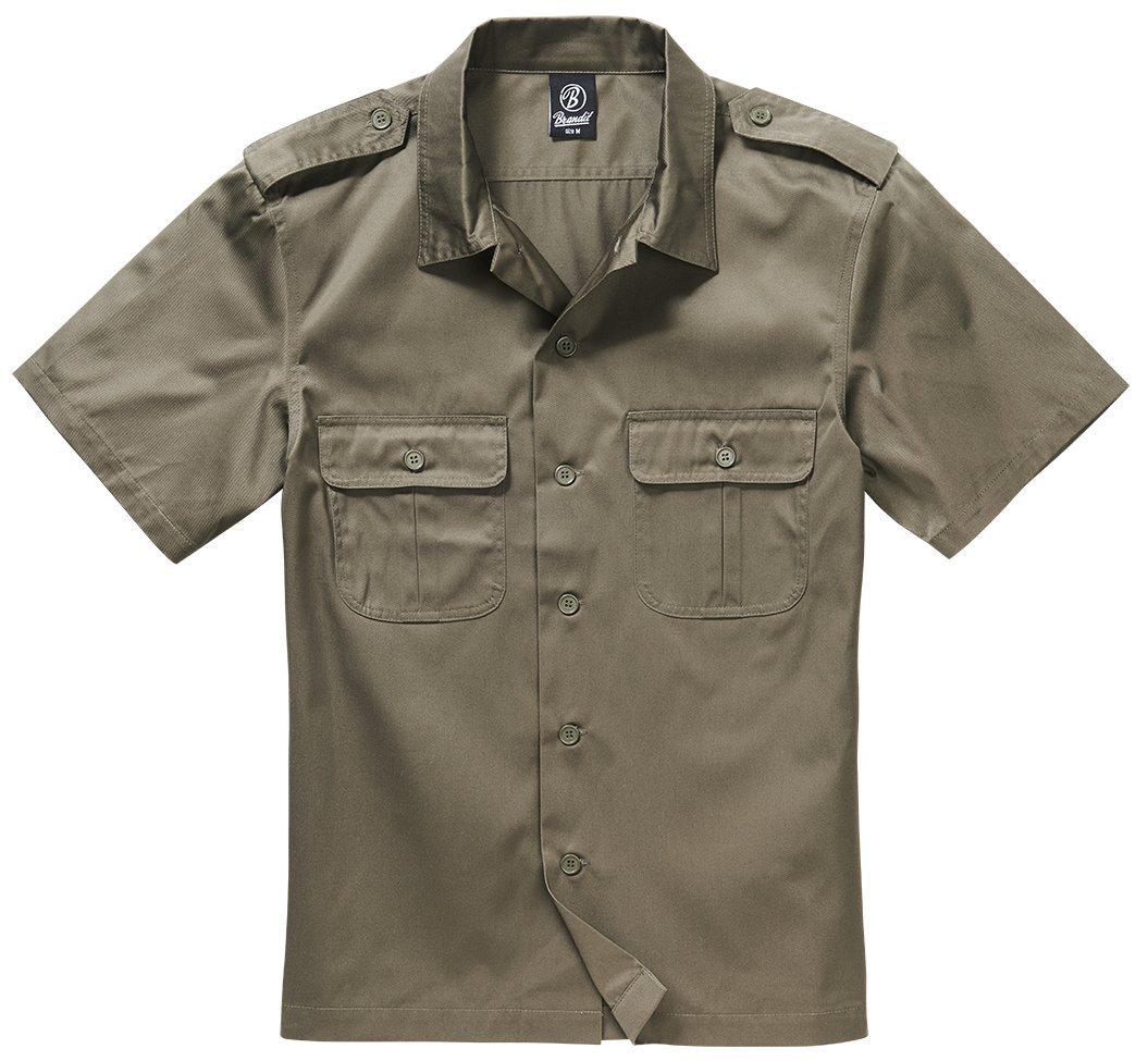 Brandit Shirt US Short Sleeved, Color:Olive, Size:8XL