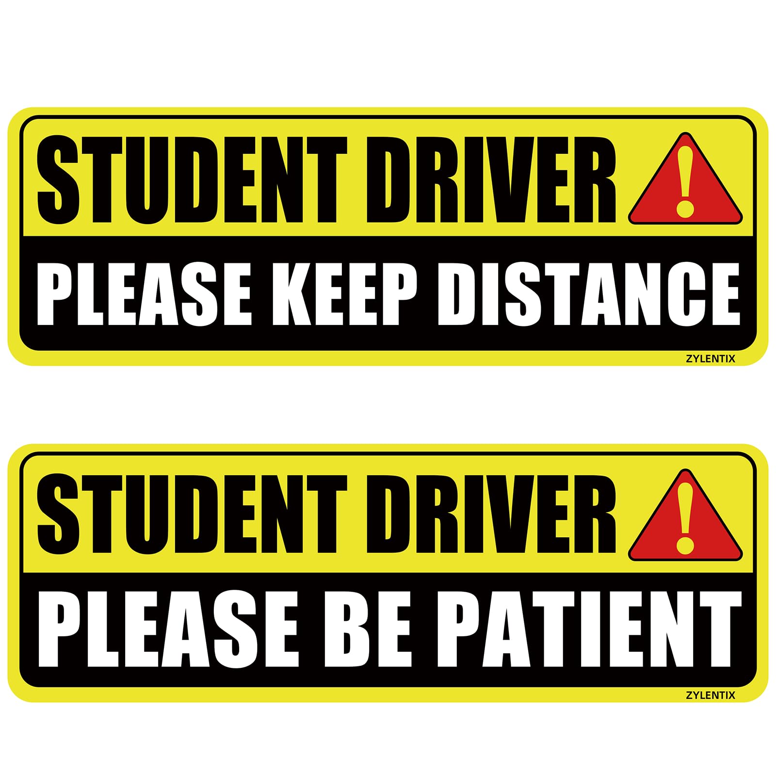 Zylentix Student Driver Magnet for Car 2 Pack, Large Reflective 10x3.4 in | Plea