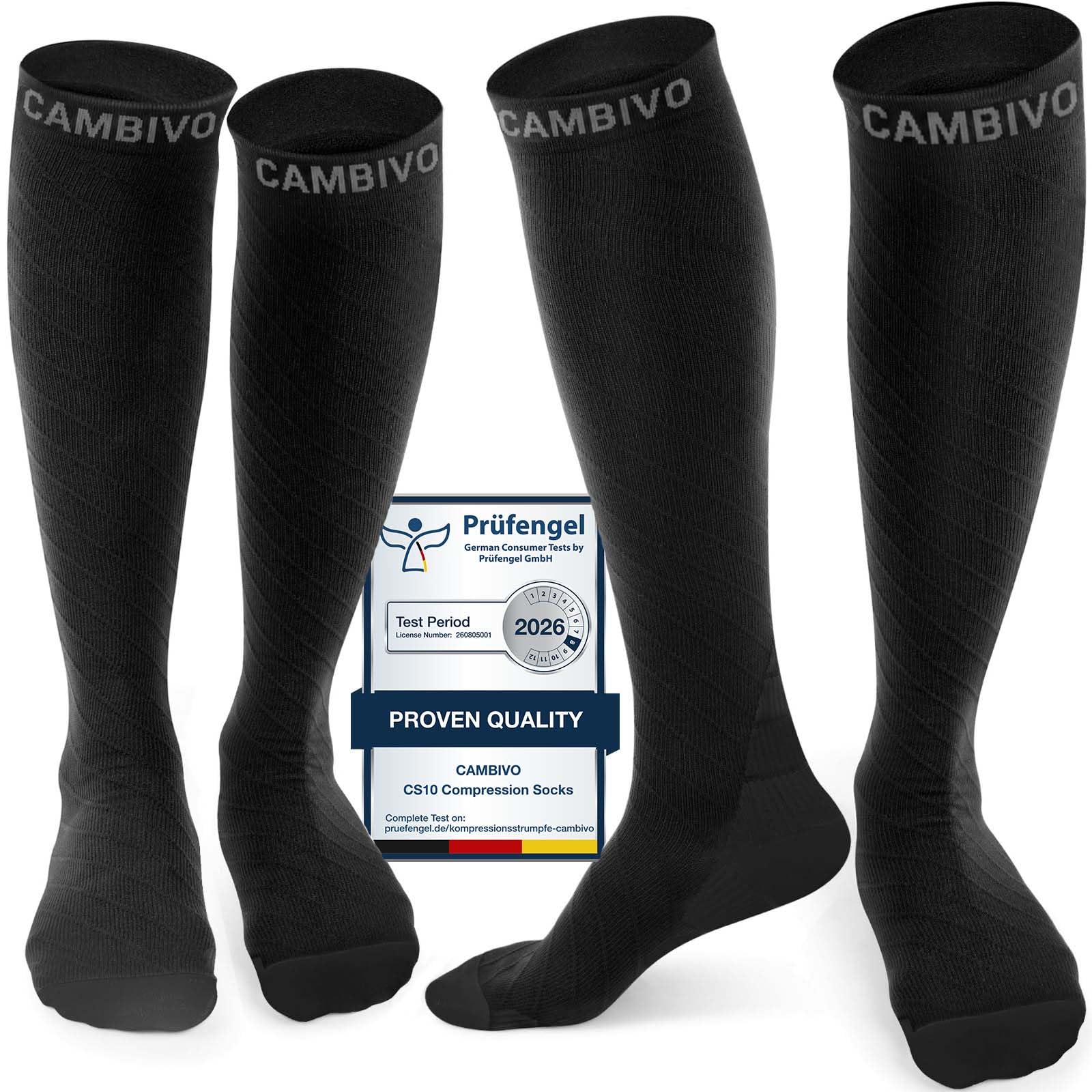 CAMBIVO 2 Pairs Compression Socks for Men and Women, 20-30 mmHg | Graduated Comp