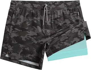 maamgic Mens 5" Gym Running Shorts for Men 2 in 1 Quick Dry Workout Athletic Shorts