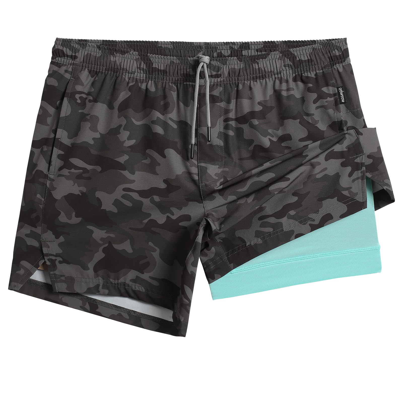 maamgic Mens 5" Gym Running Shorts for Men 2 in 1 Quick Dry Workout Athletic Sho
