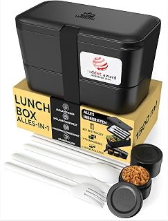 Umami Adult Lunch Box, Leak-Proof, Bento Box Compartments & 4 Cutlery
