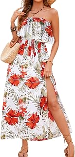 Women Floral Ruffle Maxi Dress Casual Summer Off Shoulder Wedding Guest Slit Hem Beach Prom Dresses DS7225