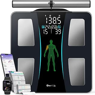 Ovutek 8‑Electrode Smart Scale for Body Weight, BMI, Body Fat, Muscle Mass | Highly Accurate Digital Bathroom Scale, 50+ Body Composition Metrics, Bluetooth Fitness App Sync, Home use
