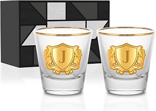 Onebttl Personalised Shot Glass Set for Men, Custom Alcohol Gifts for Tequila, Vodka, or Whiskey Lovers, Unique Birthday, Christmas Gifts for Him, J