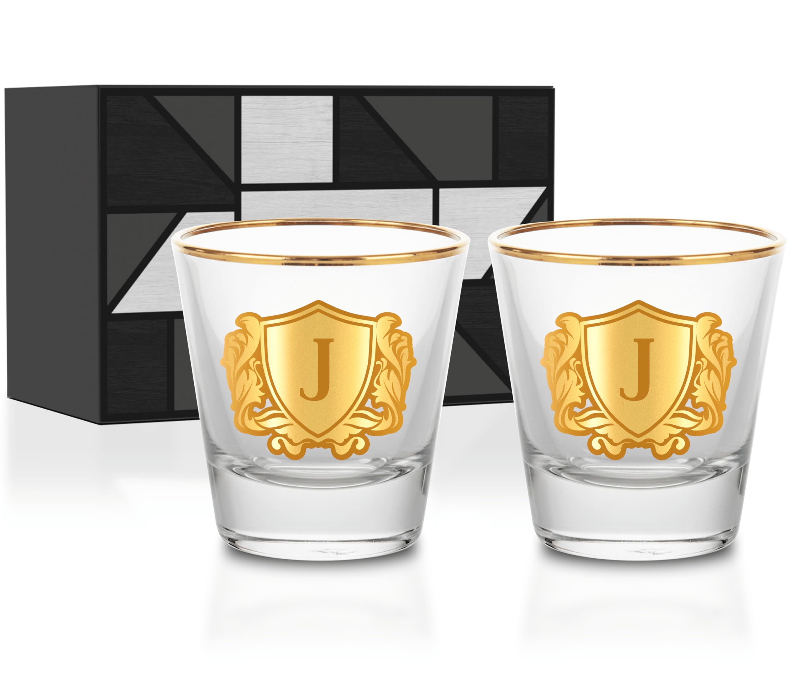 Onebttl Personalised Shot Glass Set for Men, Custom Alcohol Gifts for Tequila, V