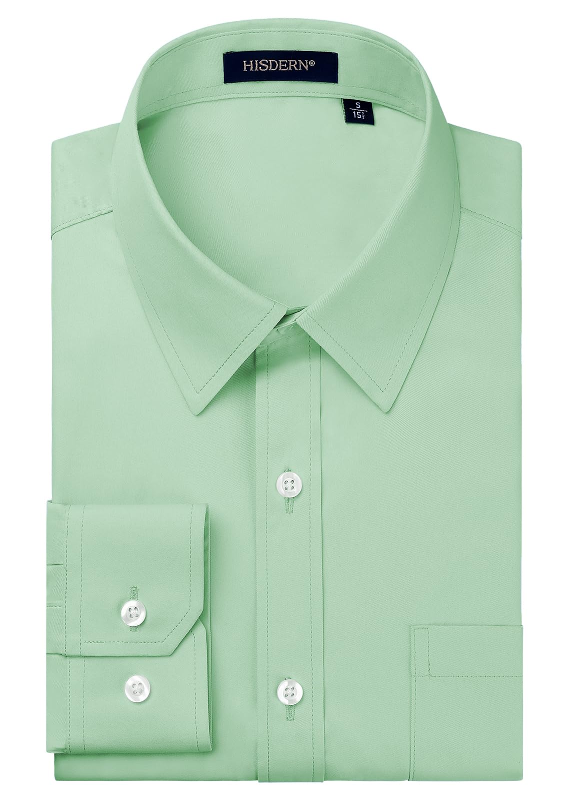HISDERN Men's Plain Shirt, Colour-Easy Ironing