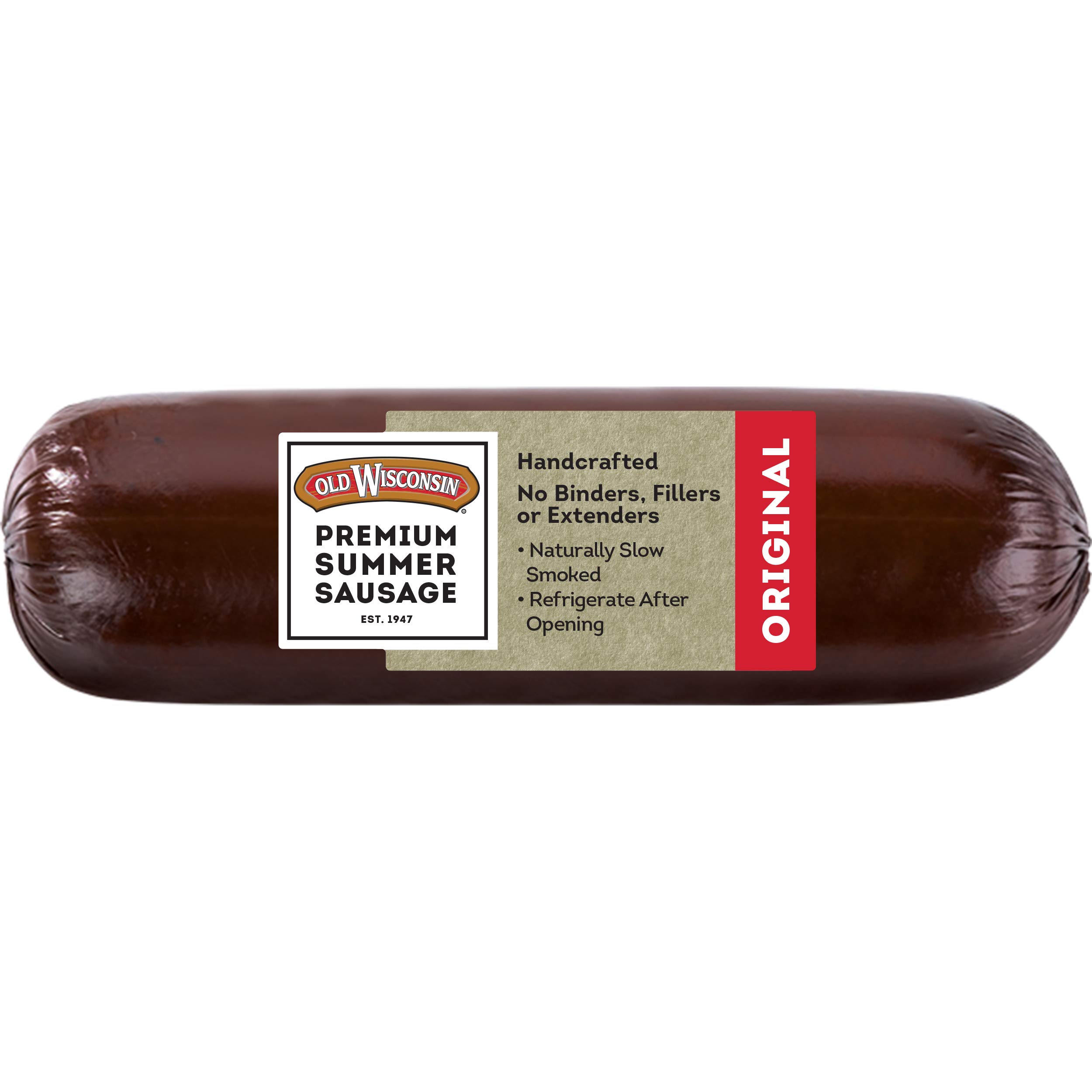 Old Wisconsin Premium Summer Sausage, 100% Natural Meat, Charcuterie, Ready to E