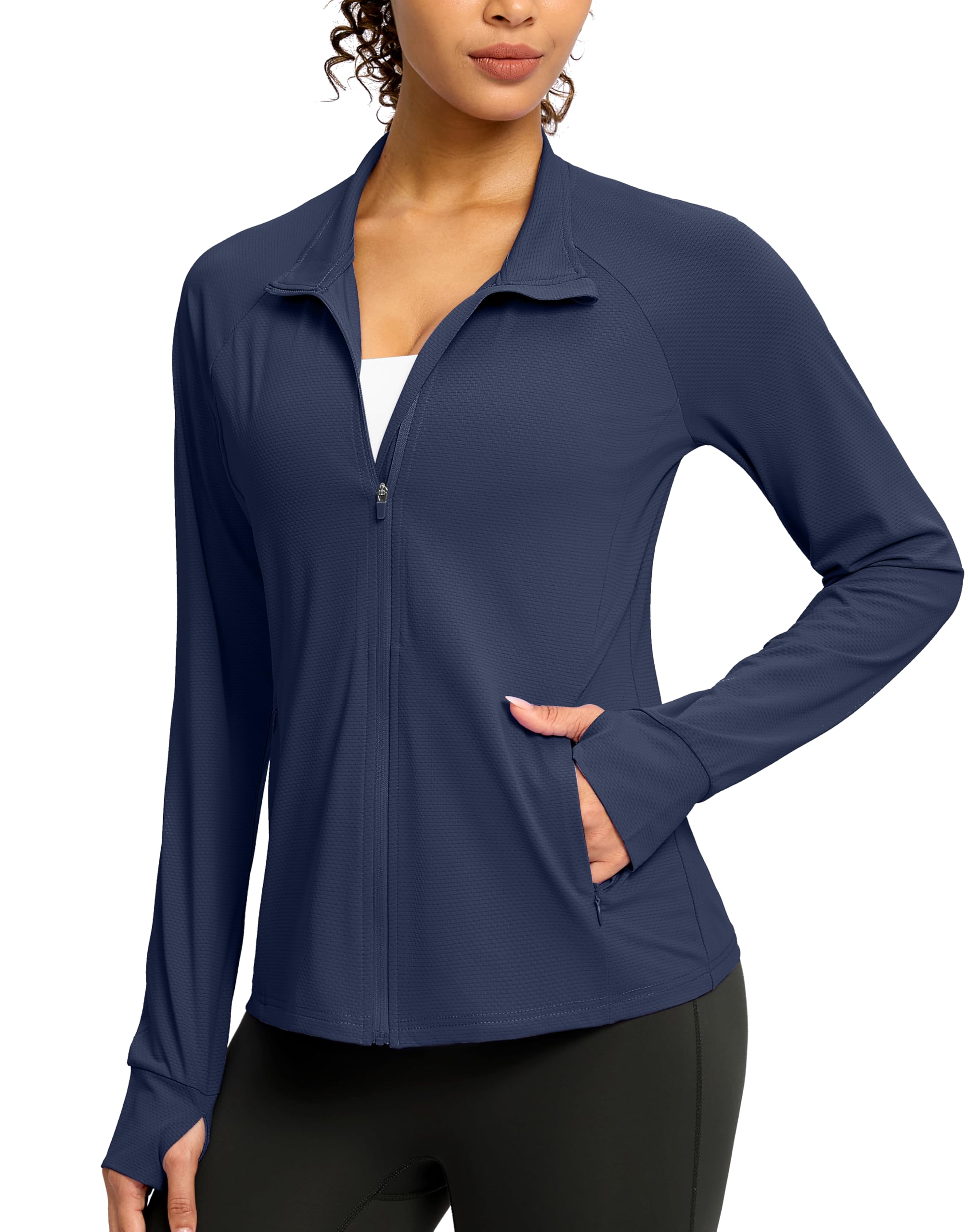 G Gradual Women's Lightweight Athletic Jacket Sun Protection UPF 50+ Zip Up 4 Po