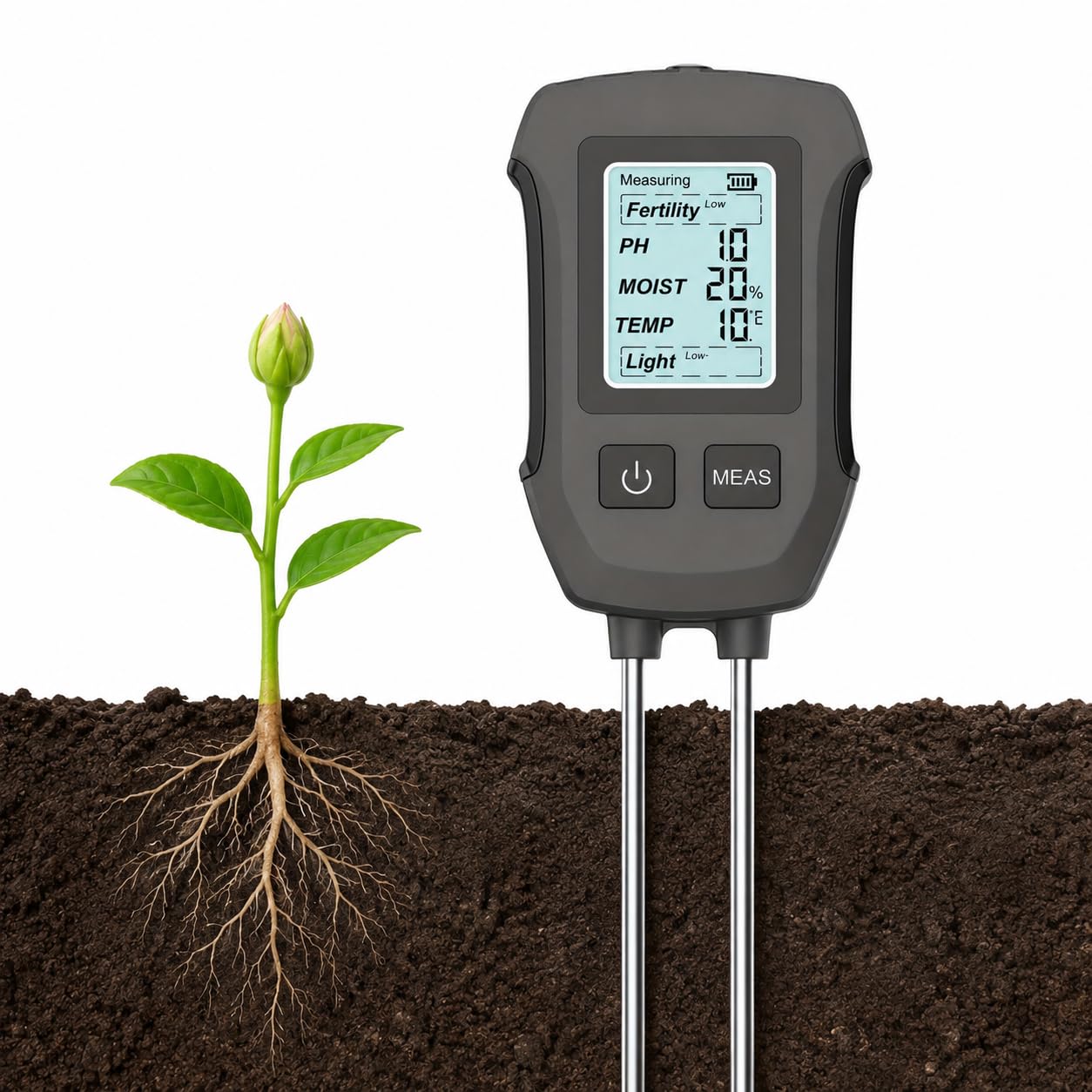 Digital 5-in-1 Soil Tester Kit, Multi-Function Plant Soil Testing Meter | Detect
