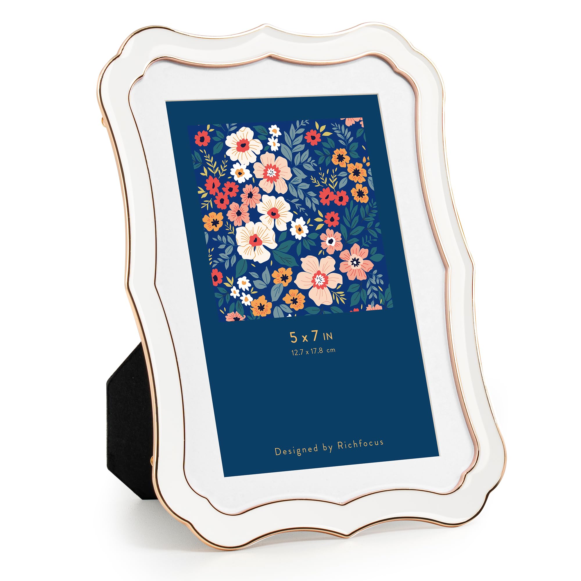 5x7 Enamel Picture Frame with HD-Tempered Glass, Display 4x6 Photo with Mat, Orn