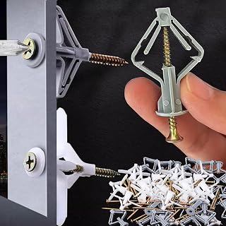 20 Sets Aircraft Butterfly Drywall Expansion Screws Hollow Wall Drywall Self-Drill Plug Pipe Hardware Fixing Kit (Gray)