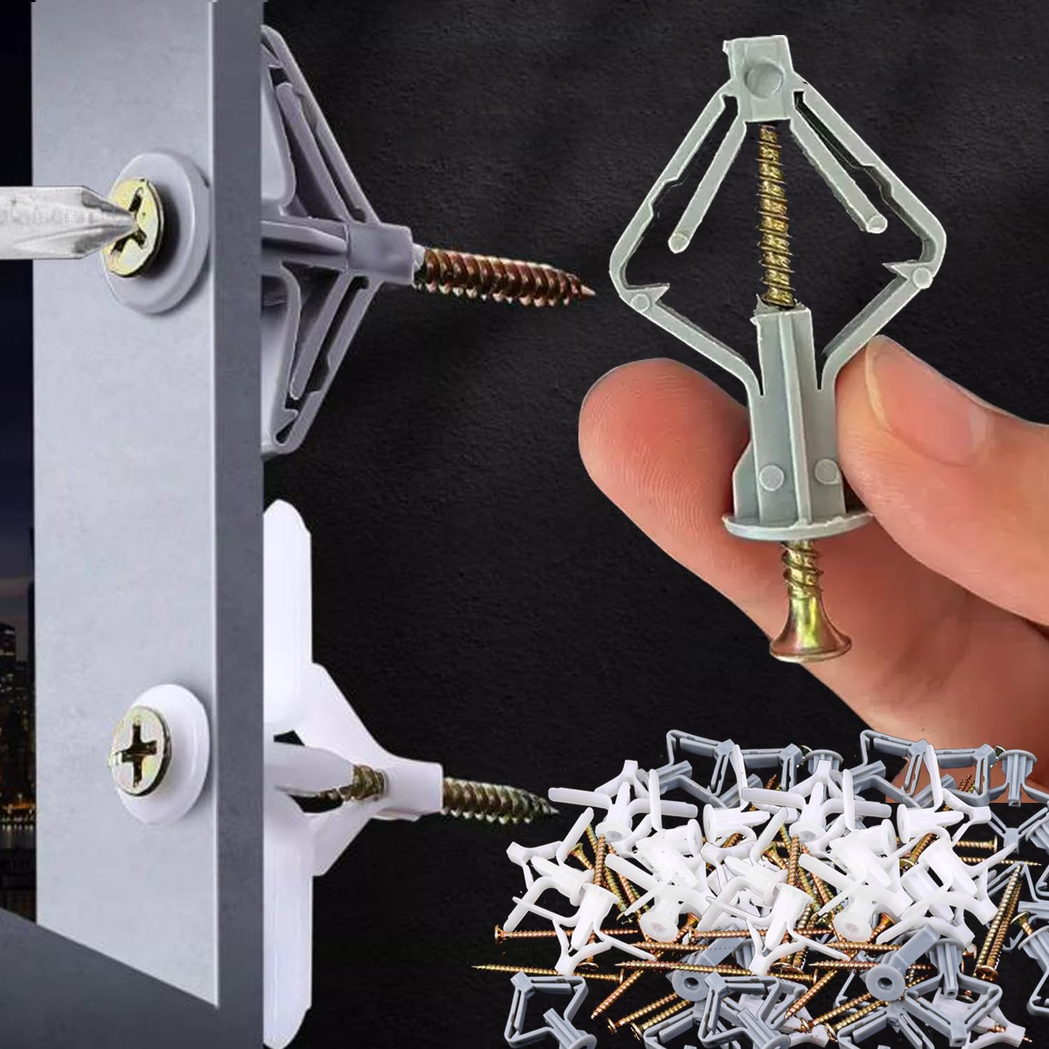 20 Sets Aircraft Butterfly Drywall Expansion Screws Hollow Wall Drywall Self-Dri